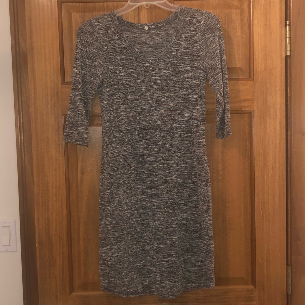 Gray and white dress